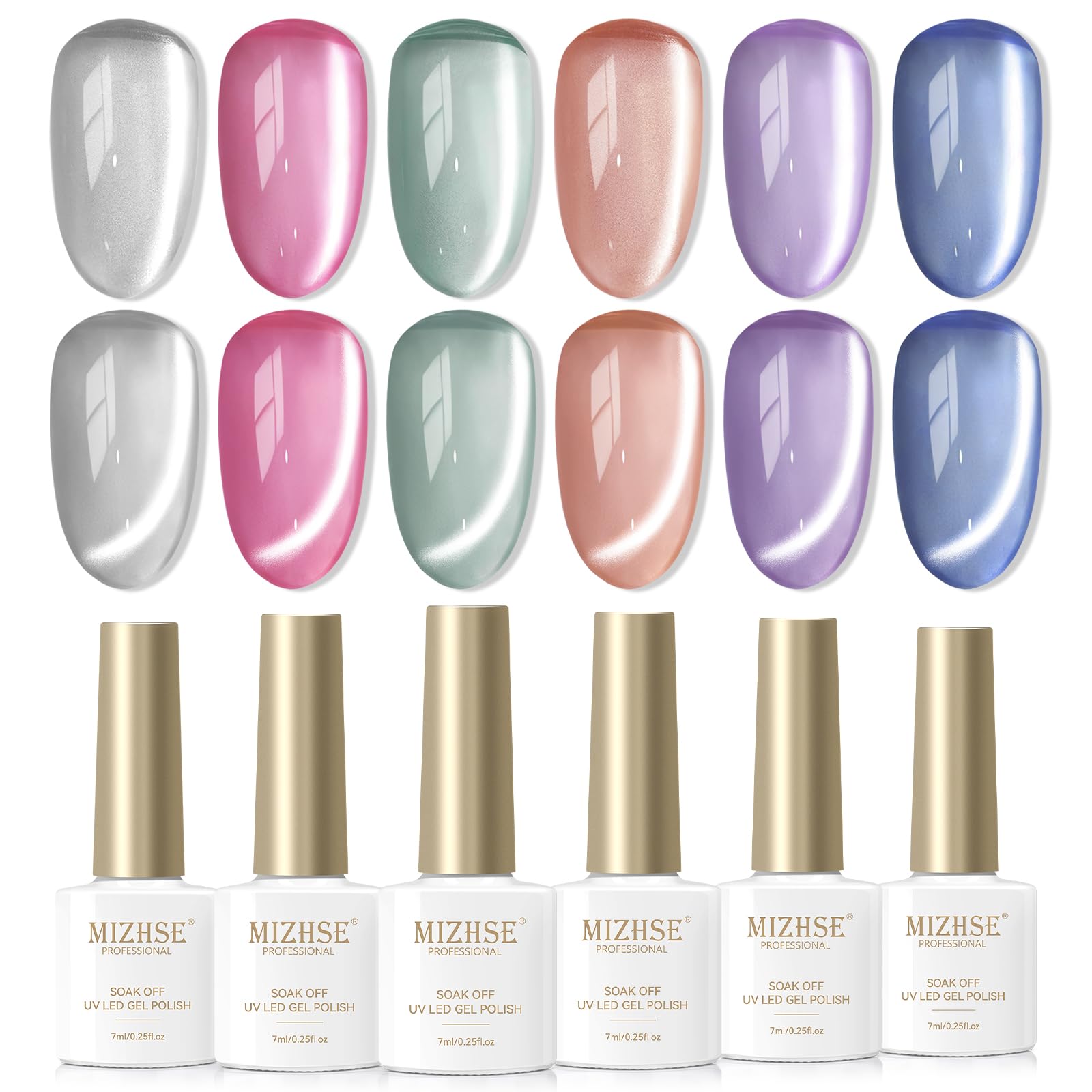 Amazon.com : MIZHSE Cat Eye Gel Nail Polish, Ceramic Magnetic Gel